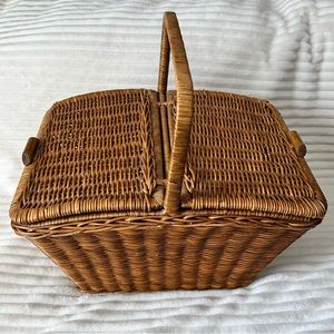 Vintage French wicker picnic basket